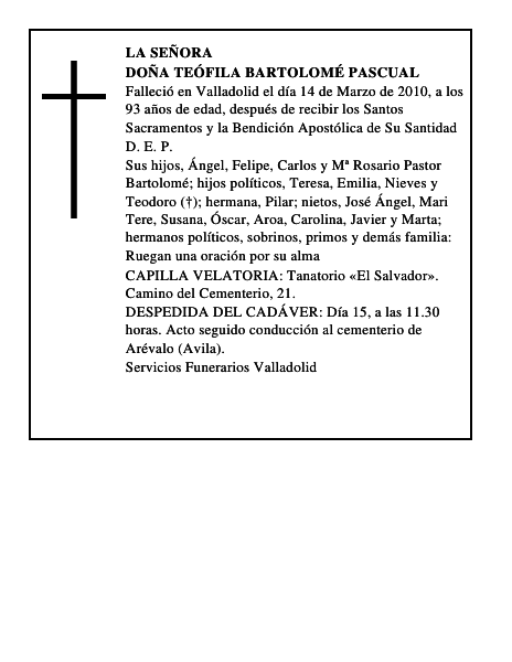 Doña Teófila Bartolomé Pascual