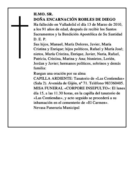 Doña Encarnación Robles de Diego
