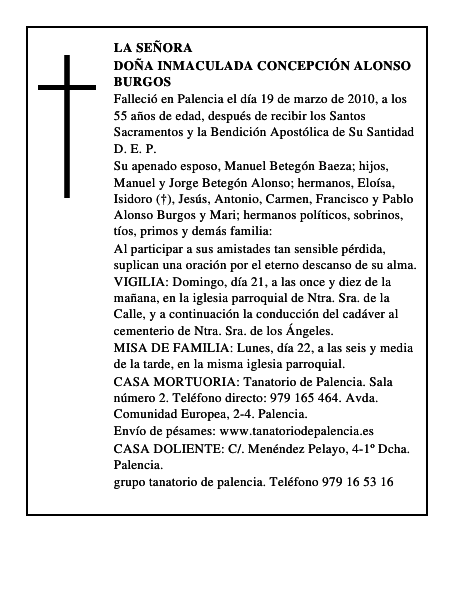 Doña Inmaculada Concepción Alonso Burgos