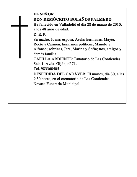 Don Demócrito Bolaños Palmero