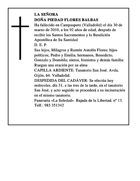 Doña Piedad Flores Balbas