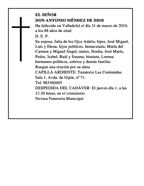 Don Antonio Méndez de Dios