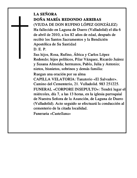 Doña María Redondo Arribas