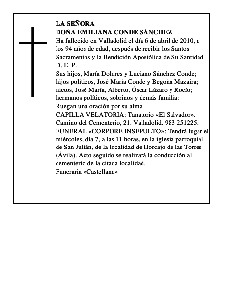 Doña Emiliana Conde Sánchez