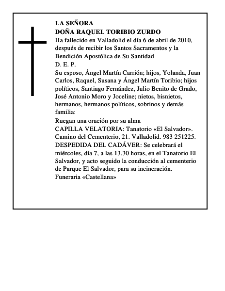 Doña Raquel Toribio Zurdo