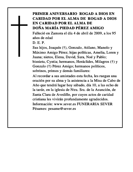Doña María Piedad Pérez Amigo