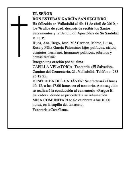 Don Esteban García San Segundo