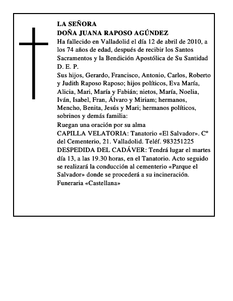 Doña Juana Raposo Agúndez