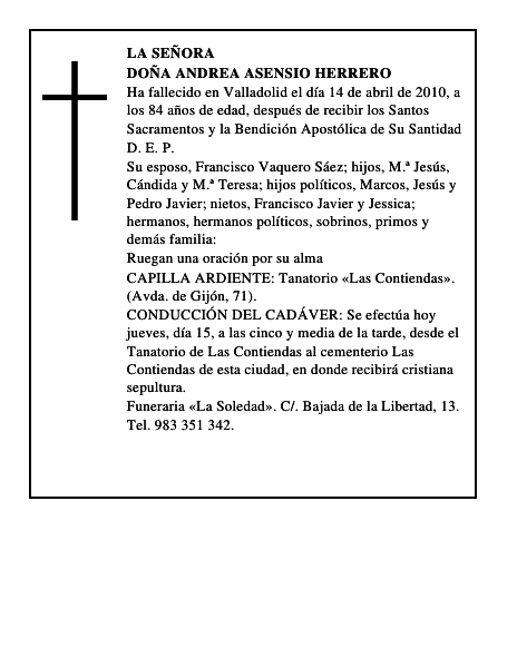 Doña Andrea Asensio Herrero