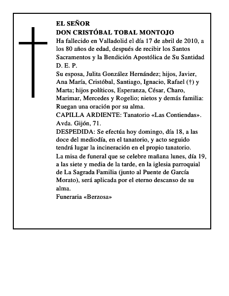 Don Cristóbal Tobal Montojo