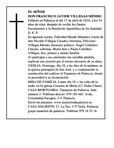 Don Francisco Javier Villegas Mendo