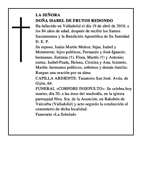 Doña Isabel de Frutos Redondo