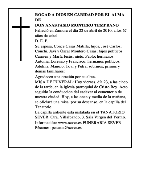 Don Anastasio Montero Temprano