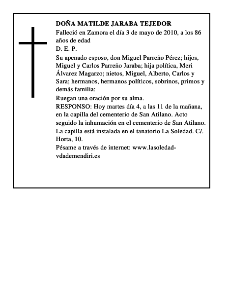 Doña Matilde Jaraba Tejedor