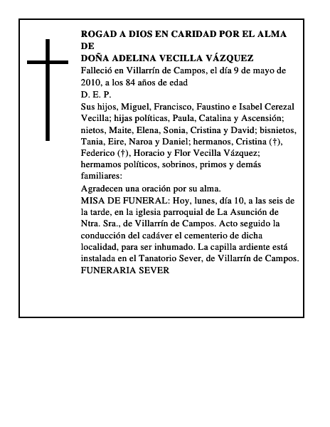 Doña Adelina Vecilla Vázquez