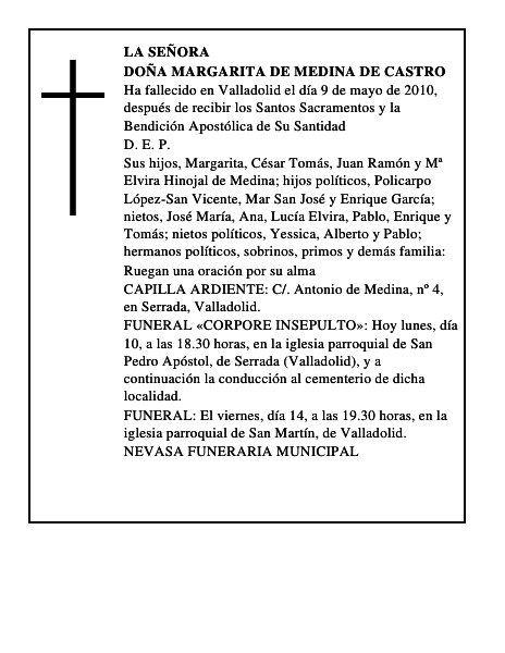 Doña Margarita de Medina de Castro
