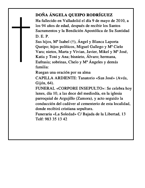 Doña Ángela Queipo Rodríguez