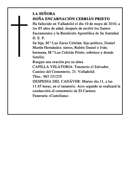 Doña Encarnación Cebrián Prieto