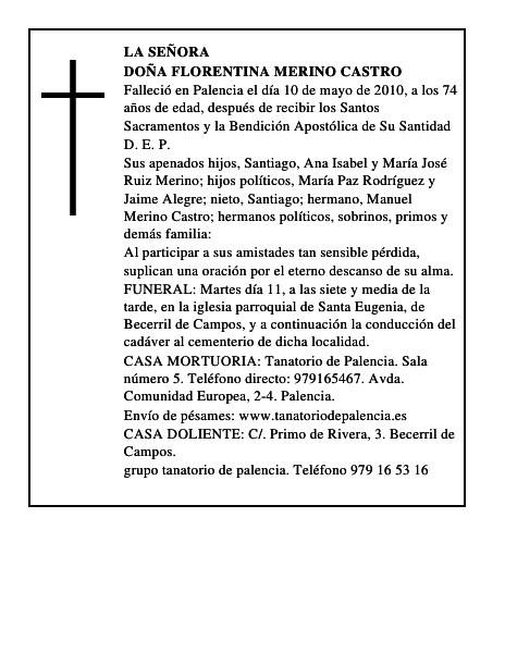 Doña Florentina Merino Castro