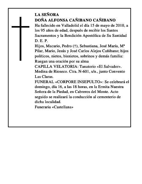 Doña Alfonsa Cañibano Cañibano