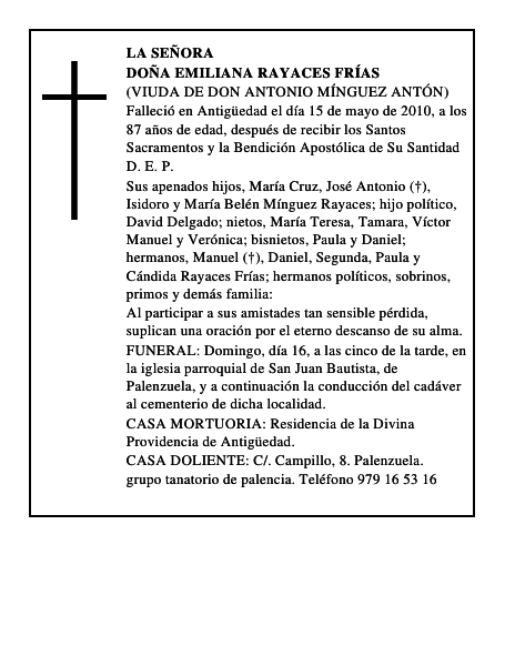 Doña Emiliana Rayaces Frías