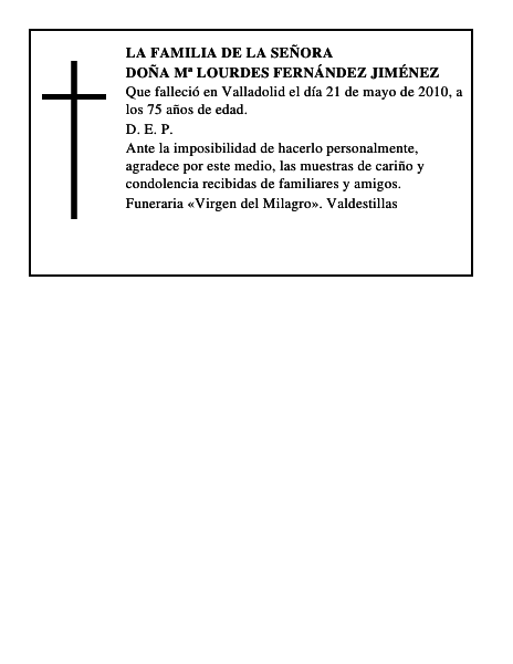 Doña Mª Lourdes Fernández Jiménez