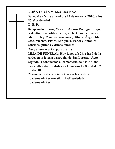 Doña Lucía Villalba Baz