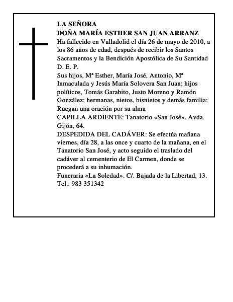 Doña María Esther San Juan Arranz
