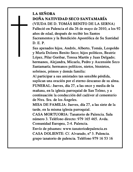 Doña Natividad Seco Santamaría