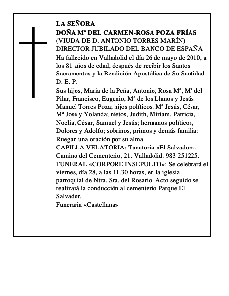 Doña Mª del Carmen-Rosa Poza Frías