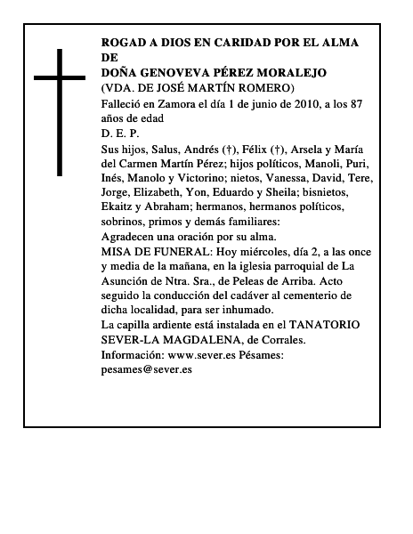 Doña Genoveva Pérez Moralejo