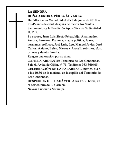 Doña Aurora Pérez Álvarez
