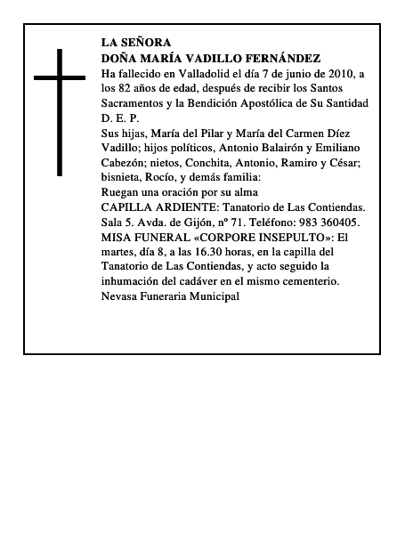 Doña María Vadillo Fernández