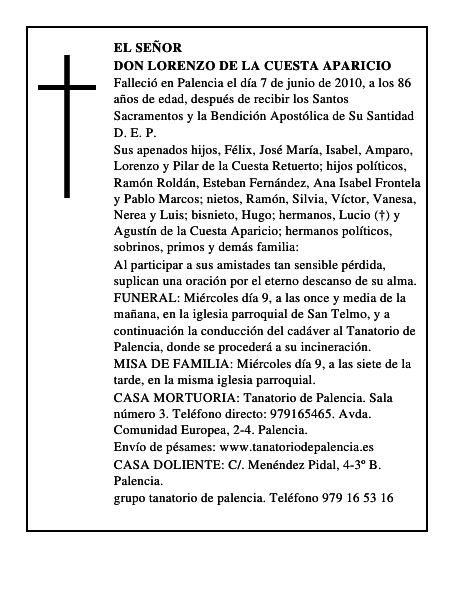Don Lorenzo de la Cuesta Aparicio