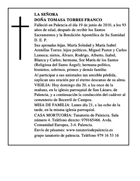 Doña Tomasa Torres Franco