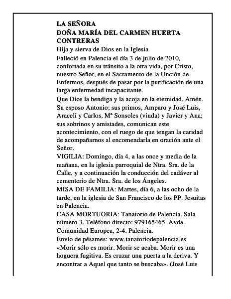 Doña María del Carmen Huerta Contreras