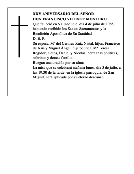 Don Francisco Vicente Montero