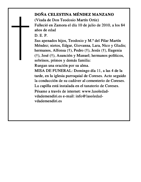 Doña Celestina Méndez Manzano