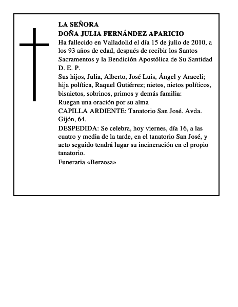 Doña Julia Fernández Aparicio