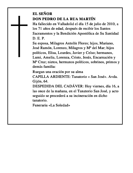 Don Pedro de la Rua Martín
