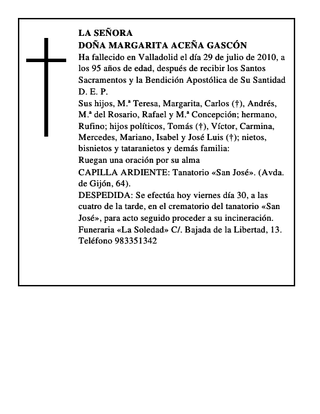 Doña Margarita Aceña Gascón