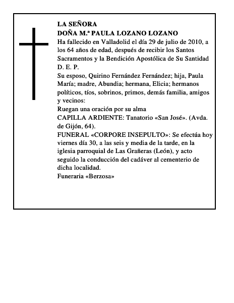 Doña M.ª Paula Lozano Lozano
