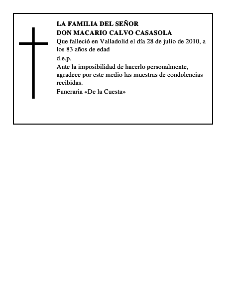 Don Macario Calvo Casasola