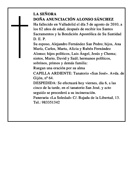 Doña Anunciación Alonso Sánchez