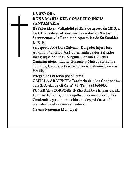 Doña María del Consuelo Insúa Santamaría