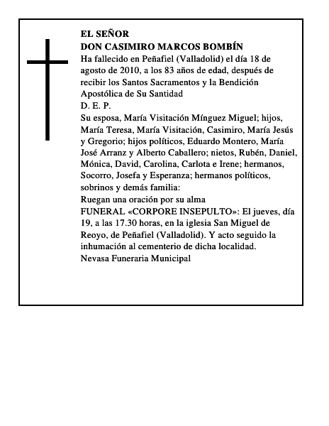 Don Casimiro Marcos Bombín