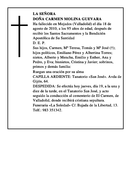 Doña Carmen Molina Guevara
