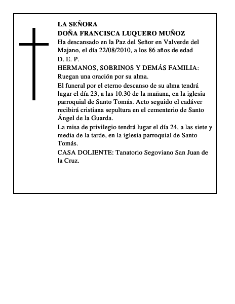 Doña Francisca Luquero Muñoz