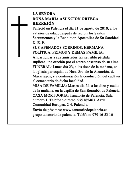 Doña María Asunción Ortega Herrejón