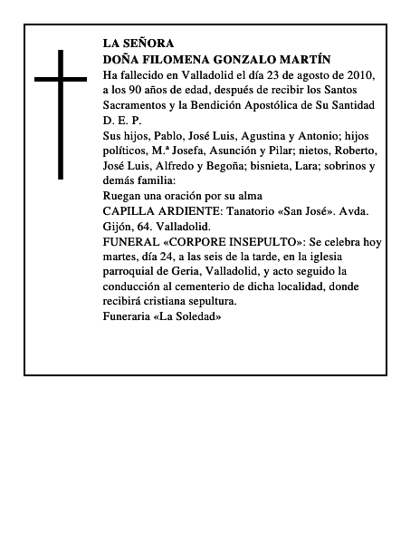 Doña Filomena Gonzalo Martín